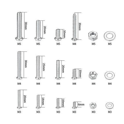 550 Piece Screw Bolt Nut Set Kit with Flat Washers and Slotted Hex Head Fasteners for DIY Projects, durable metal sizes M3-M5