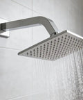 Square Shower Arm With Anti Scratch O Ring Flange, One Inch Solid Brass Pipe, Twelve Inch Wall Mount Extension shown in bathroom