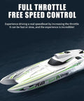 Fast RC Jet Boat With Brushless Motor And Water Cooled ESC 30kmh Powered By 3x3S LiPo Packs 40cm ABS Hull on water surface