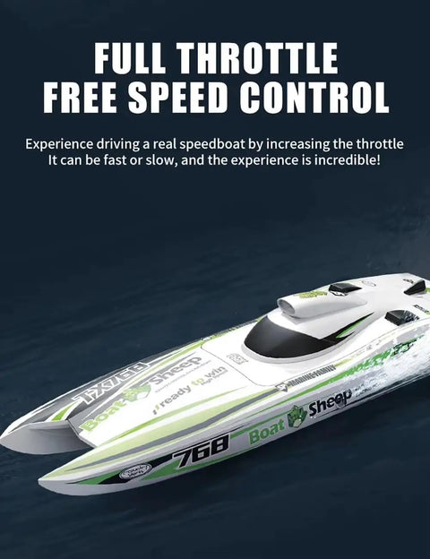 Fast RC Jet Boat With Brushless Motor And Water Cooled ESC 30kmh Powered By 3x3S LiPo Packs 40cm ABS Hull on water surface