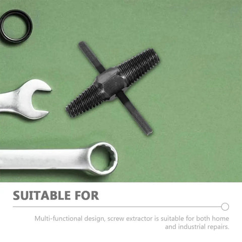 Heavy Duty Screw Extractor Set With Dual-head Design For Easy Bolt Removal And Broken Water Pipe Screw Fixing, Simple To Use Plumbing Tool Kit Great For Home Repairs, black steel tool on green background