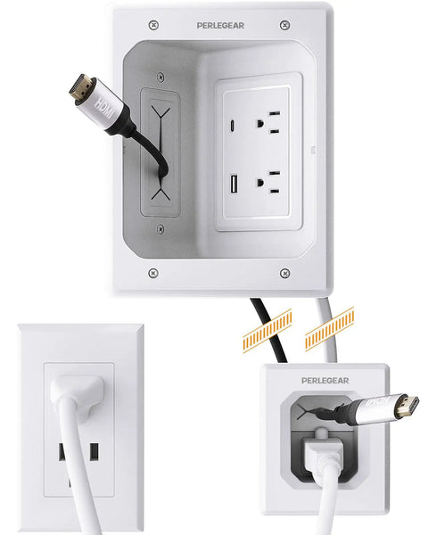 TV In Wall Cable Management Kit With USB And Type C Ports Cord Hider For Wall Mounted TVs With Recessed Power outlet view