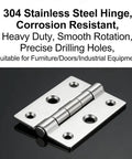 Heavy Duty Stainless Steel Flat Hinges With A Slick Silver Finish 20 Pack Easy Install Screw Mount For Cabinets Windows And Wood Boxes top view of hinge showing mounting holes