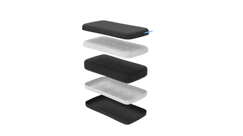 Exploded view of Infinity Sponge Odor Resistant And Heat Resistant Silver Fiber Kitchen Cleaning Tool layers detailing material composition