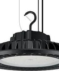 Close-up of 300W UFO LED High Bay Light, 45000LM, 5000K, 0-10V Dimmable, ETL Listed Shop Light with hook and cable