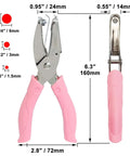 Three Piece Metal Handheld Paper Punch Set With Plastic Handle, includes 6mm, 3mm, 1.5mm hole sizes, for crafting and scrapbooking