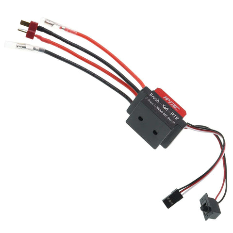 60A Brushed RC ESC With Cooling Fan For One Tenth Scale 4WD RC Trucks Six Volt Two Amp BEC Easy Install High Temperature And Low Voltage Protection Throttle Signal Loss Protection T Plug Compatible