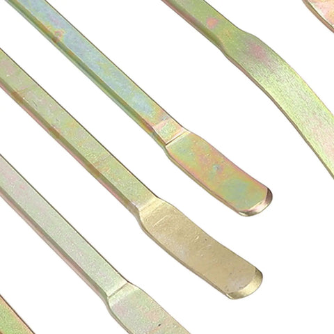 Close-up of metal rods from the 7 Piece Auto Body Repair Kit for Dents and Dings, Dent Repair Rods and Trim Removal Pry Bar.