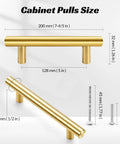 Diagram showing dimensions of 7.8 Inch Brushed Stainless Cabinet Pulls Modern Double T Bar Handles 20cm Center To Center With 5 Inch Hole Spacing DIY Friendly Installation Screws Included Ideal For Kitchen Cabinets Bathroom Vanities And Dressers 6 Pack