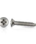 Heavy Duty Chrome Sheet Metal Screws 10 X 3/4 Inch Featuring Phillips Oval Head with a chrome finish, used for automotive fasteners.