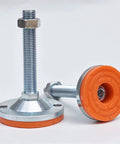 4 Pack Heavy Duty Adjustable Feet For Leveling And Stable Support In Home, Office, Restaurant, Workshop, Cabinets, And Industrial Equipment With Durable Lip Design For Even Weight Distribution Built To Last, orange base