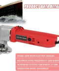 Piudoiliy 500W Electric Metal Shear Power Tool For Steel And Aluminum Sheet Cutting Max 2.5Mm Thickness Full Copper Core Motor in red, handheld design for easy maneuvering.