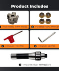 Face Mill Cutter Set With Hard Alloy Inserts R8 FMB22 Plus Accessories For Precision Milling tool, inserts, wrenches, arbor