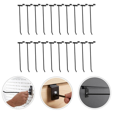 Heavy Duty Wall Mounted Storage Hooks For Slatwall And Garage Organization, Steel Shelf And Pegboard Rack Hooks, 4mm Rod Thickness