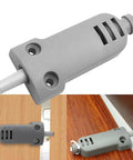Heavy Duty Cabinet And Drawer Soft Close Buffer Pretty Slick Abs Plastic Damper for quiet glide, shown in gray with installation views.