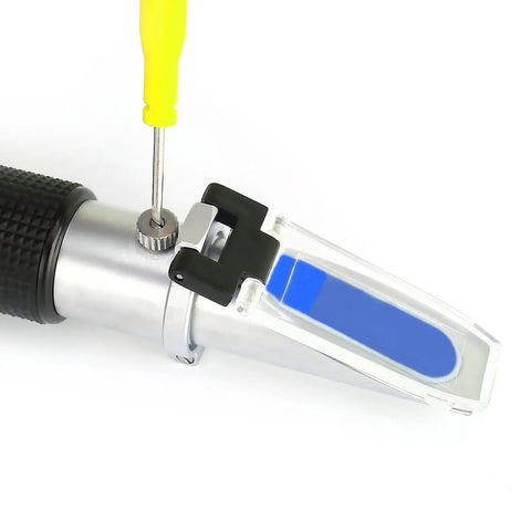 Beekeeping Refractometer for Honey and Syrup, Measures 10-32 percent Water and 58-90 percent Sugar Brix, 0.2 percent Resolution, Two-Point Calibration, Easy to Use, Pro-Grade for Honey, Condensed Milk, Sugar Syrup, Jam, and Fruit Preserves, handheld refractometer with blue scale