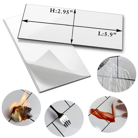 100 Piece Polished White PVC Peel And Stick Backsplash Tiles 3x6 Inch Waterproof Subway Style For Kitchen And Bathroom with durability features