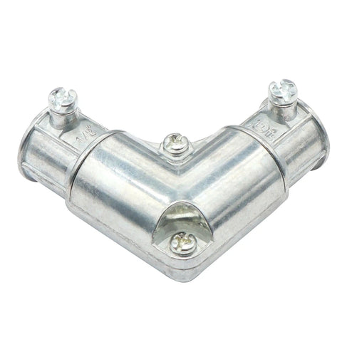 Ten Piece One Half Inch EMT to EMT Ninety Degree Corner Elbow Conduit Fittings Zinc Die Cast Rustproof Capped Couplings