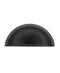 Front view of Oil Rubbed Bronze Cabinet Pulls Set, 10 Pack, Three Inch Hole Centers, decorative ribbed design, for cabinets and drawers.