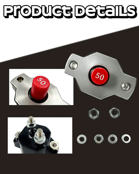 Heavy Duty Marine Grade 50 Amp Push Button Reset Circuit Breaker Built Like A Tank For Mercury Mercruiser components and details