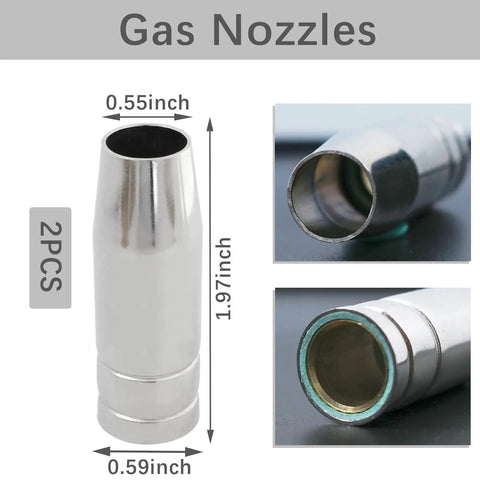 Top Tier 14-Piece MIG Welder Accessory Kit With Snap-On Gas Nozz Diffusers Plus Contact Tips In.024.030 And.040 Sizes, 2 metal gas nozzles.