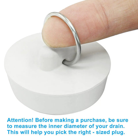 Hand holding a Heavy Duty Rubber Bathtub Drain Stopper And Sink Plug 1 Half Inch Tub Drain Cover for sizing.