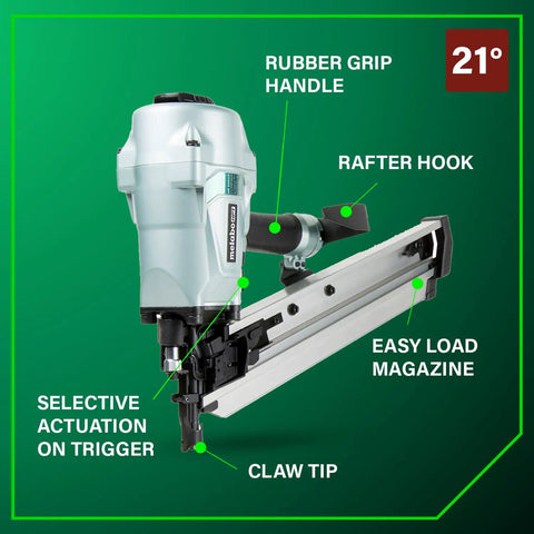 Framing Nailer Pro Preferred Pneumatic Tool With Claw Tip Tool Free Depth Adjustment 21 Degree Three And A Half Inch Plastic Collated Nails