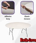 60 Inch Round Fitted Plastic Table Covers Bundle Of 5 White Elastic Vinyl Covers That Stretch Over Edges Up To 2.5 Inches Thick