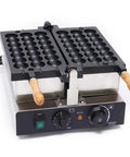 Commercial 1800W Bubble Skewer Waffle Ball Machine featuring dual heating plates and simple temp controls.