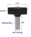 Rugged Workhorse Heavy Duty Thumb Screws With Durable Black Aluminum Knobs crafted for tool-free assembly, featuring stainless steel thread.