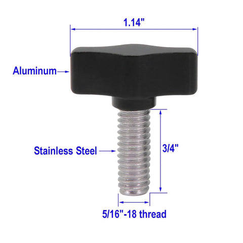 Rugged Workhorse Heavy Duty Thumb Screws With Durable Black Aluminum Knobs crafted for tool-free assembly, featuring stainless steel thread.