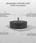 No Sweat Adjustable Leveling Feet With Grippy Rubber Base For Laundry Machines Workshop Benches And Heavy Shelving On Uneven Concrete Surfaces, black rubber pad with threaded screw.