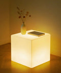 Rechargeable LED Cube Chair Light With Remote, 16 Inch Glow Cube Seat Doubles As Waterproof Cube Table, 16 RGB Color Changing Options as lighted table