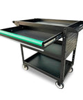 Heavy-Duty Rolling Utility Cart With Wooden Top, 3-Tier Mobile Workshop Table On Sturdy Casters, Boss-Grade Tool Organizer Cabinet
