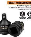 Cool 5 Piece Impact Socket Adapter And Reducer Kit Includes 3/4 To 1/2 1/4 To 3/8 3/8 To 1/2 And More For Heavy Duty Crankin' With Chrome Molybdenum Alloy Build, black oxide finish