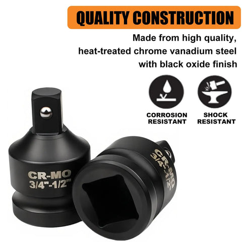 Cool 5 Piece Impact Socket Adapter And Reducer Kit Includes 3/4 To 1/2 1/4 To 3/8 3/8 To 1/2 And More For Heavy Duty Crankin' With Chrome Molybdenum Alloy Build, black oxide finish
