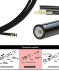 Close-up of CYSKY bicycle hydraulic brake hose kit, 2500mm, with 8 olives and 8 brass inserts, black hose and fittings.