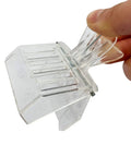 Close-up of Clear Queen Bee Cage Catcher Clip Set For Beekeeping Tools showing transparent plastic clip with metal hinge.