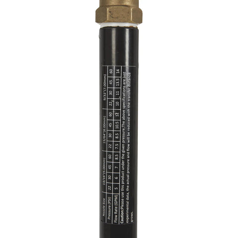 Close-up of pipe label on Wheeled Sprinkler With 1 Inch Head And 3 Nozzles For Big Yard Coverage 120 Foot Diameter Reaches 11,000 Sq Ft