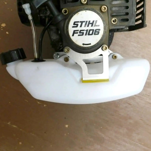 Retro Fit Gas Fuel Tank Kit for FS106 Trimmer with Mounting Accessories Replacement ABS Tank 4126 350 0400 installed