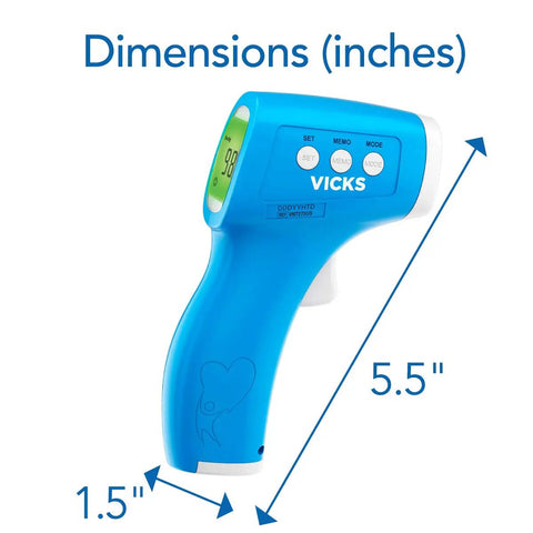 Dimensions graphic of Non Contact Infrared Thermometer For Forehead Food And Bath Use Fast Accurate Readings For Adults Kids And Babies Hygienic Touchless Digital Thermometer Now, 5.5 inches long