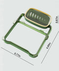 Foldable Kitchen Sink Strainer With Filter Rack And 100 Disposable Fine Mesh Bags shown in green design with dimensions