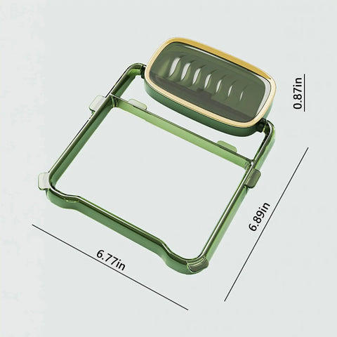 Foldable Kitchen Sink Strainer With Filter Rack And 100 Disposable Fine Mesh Bags shown in green design with dimensions
