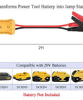 Image of 2 ft Jump Start Cables For Cars With A No Brainer Adapter That Lets You Use 20V Tool Batteries, 8 AWG Silicone Booster.