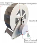 Low Flow High Torque Hydroelectric Turbine Generator For Remote Power, side view showing triangle plate and belt drive.