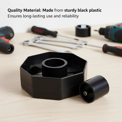 Pack Of Two Top Tier Tape Dispenser Core Replacement 36mm Plastic Insert Wheel on a desk with tools.