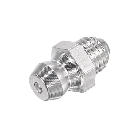 Two Pack Stainless Steel Straight Grease Fittings One Quarter Inch Twenty Eight Thread For Hydraulic Lubrication Heavy Duty Pro Grade