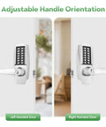 Mechanical Entry Keypad Door Lock With Key And Auto Locking Push Button Code, Brushed Nickel, Left and Right Handle Orientation