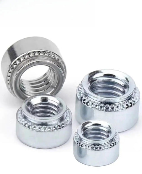 Tough As Nails 5/16-18 Self Clinching Nuts Round Head, set of four zinc plated carbon steel threaded rivet nuts.
