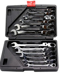 Go-To Universal Ratchet Spanner Set 6-24mm With Easy-Grip Wrench Kit For Car Repair And Home Maintenance in black case